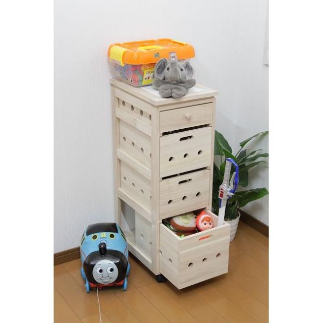 桐製タイル付万能ストッカー キッチンストッカー キッチン収納 桐製 タイル付万能収納庫 野菜ストッカー防湿(代引不可)【送料無料】_2