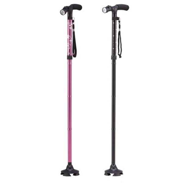 LEDライト付き4点自立お洒落ステッキ WALK SUPPORT 自立式 杖