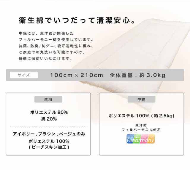 日本製 防ダニ抗菌 敷き布団(固綿無し) 国産 日本製 洗える しき布団 抗菌 防臭 防ダニ 敷き布団 単品敷布団 清潔 丸洗い(代引不可)【送の通販はau  PAY マーケット - リコメン堂インテリア館