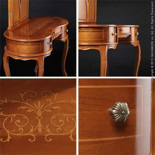 ヴェローナクラシック 猫脚象嵌ドレッサー&スツール イタリア 家具