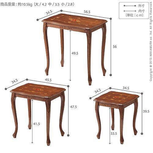 ついに再販開始！】 ヴェローナクラシック 猫脚象嵌ネストテーブル