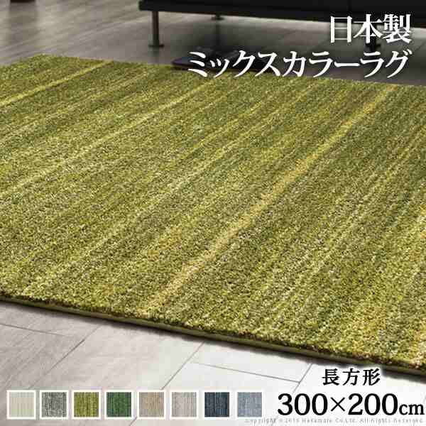 ラグ 防ダニ ミックスカラーラグ 〔ルーナ〕 300x200cm 長方形 3畳 三畳 防音 防炎 床暖房 ホットカーペット対応 日本製(代引不可)【送料