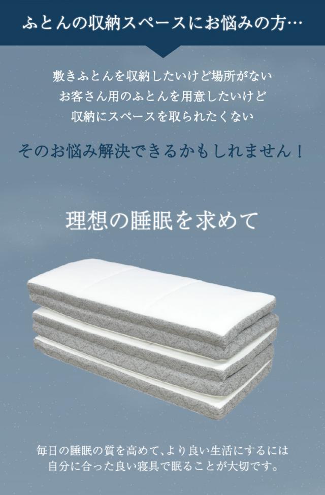 5つ折り敷き布団 羊毛 シングル 約90×200cm 抗菌 敷布団 敷きふとん 折りたたみ コンパクト マットレス 新生活 丸八真綿(代引不可)【送料無料】_2