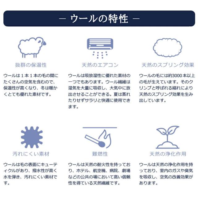 日本製 洗える羊毛ベッドパッド 英国産ハンプシャー種 ダブル 洗えるウール ベッドパッド 羊毛100% 洗濯可能 羊毛 ウール 消臭 ベッドパット 羊毛パッド ウールパッド 抗菌防臭加工(代引不可)【送料無料】_8