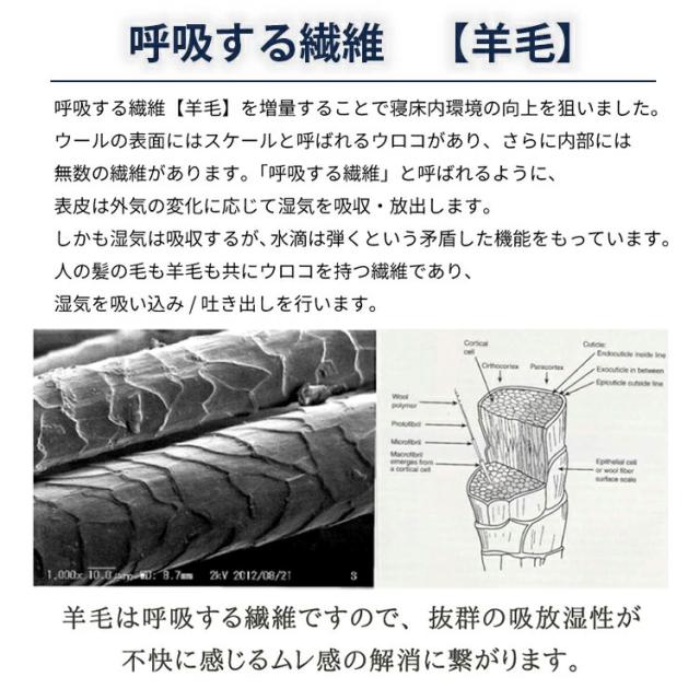 日本製 洗える羊毛ベッドパッド 英国産ハンプシャー種 ダブル 洗えるウール ベッドパッド 羊毛100% 洗濯可能 羊毛 ウール 消臭 ベッドパット 羊毛パッド ウールパッド 抗菌防臭加工(代引不可)【送料無料】_9