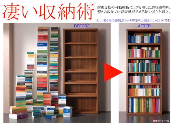 本州・四国は開梱設置無料 フナモコ コミックシェルフ ロータイプ 【幅90×高さ114cm】 リアルウォールナット CBD-91L 日本製(代引不可)【送料無料】_1