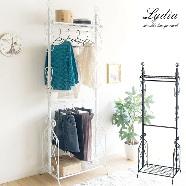 Lydia(リディア) ダブルハンガーラック DS-HS3226N ハンガーラック ロートアイアンデザイン(代引不可)【送料無料】の通販は 10,680円