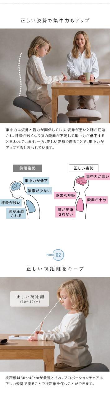プロポーションチェア 学習チェア イス いす 椅子 快適 低反発ウレタン 膝クッション 子ども キッズ 勉強机 ダイニング学習 姿勢改善 集中力 無段階調節 コンパクトサイズ SOLA(代引不可)【送料無料】_9