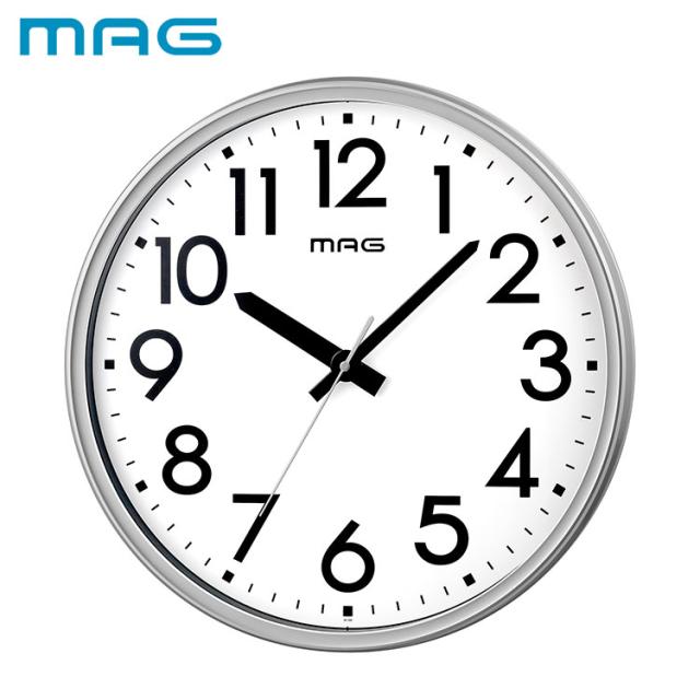 MAG 掛け時計 壁掛け時計 オフィス 事務所 工場 倉庫 大型 大きい 50.0cm 防災 安全 プラスチック 軽量 アナログ 静音 連続秒針 シルバー メガタイム W-799 SM-Z ノア精密【送料無料】