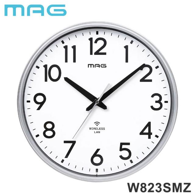 MAG マグ 掛け時計 壁掛け アナログ Wi-Fi 無線LAN NTP 時刻を同期 ずれない 直径32.7cm 安全 プラスチックカバー 軽量 シンプル インテリア リビング オフィス 事務所 秒針停止 W823SMZ ノア精密【送料無料】
