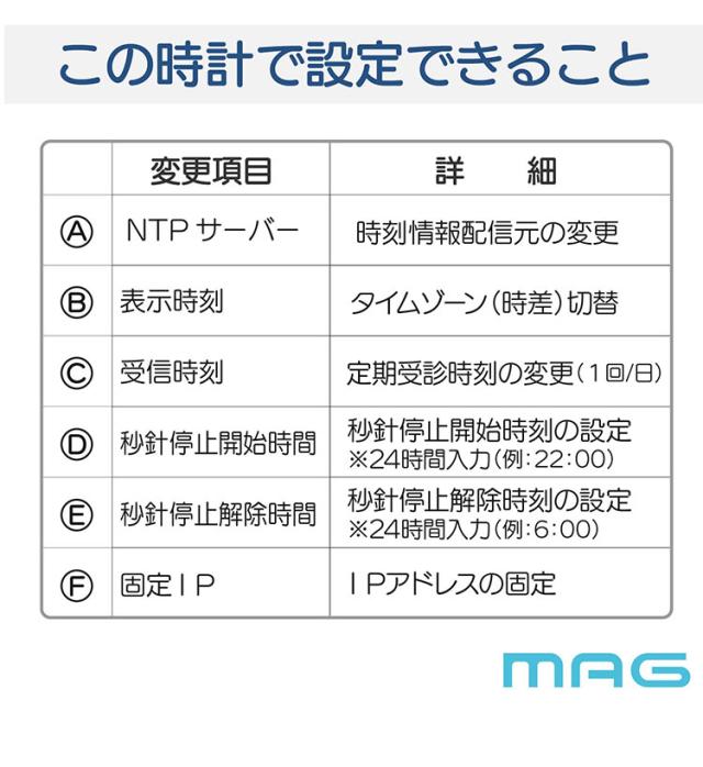 MAG マグ 掛け時計 壁掛け アナログ Wi-Fi 無線LAN NTP 時刻を同期 ずれない 直径50.0cm 特大 大型 大きい 安全 プラスチックカバー 軽量 シンプル オフィス 事務所 工場 秒針停止 W825SMZ ノア精密【送料無料】_6
