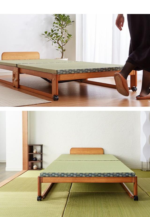 中居木工 折りたたみスノコベッド シングルサイズ 天然木 中居木工