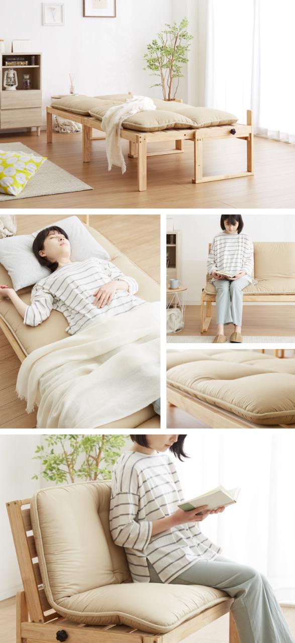 中居木工 ベンチベッド 専用敷布団セット 2脚連結タイプ 日本製 すのこベッド おしゃれ シンプル シングルサイズ ダイニングベンチ リビングソファ ベンチ ベッド 新生活(代引不可)【送料無料】_3