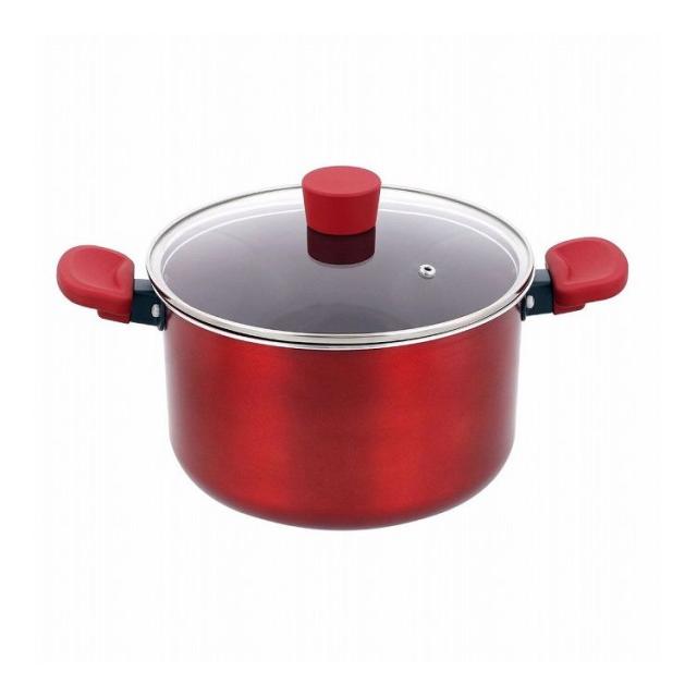 ベストコ 両手鍋 シチューポット 22cm レッド IH対応 NM-114 デリシャスサインエボルト【送料無料】の通販は