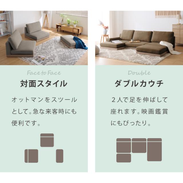 ソファ フロアソファ カウチソファ ローソファ 4人掛け 4P 幅225 座面高さ20 カバーリングソファ 洗える 四人掛け 四人用 4人掛け 組み合わせ ファブリック コーナーソファ sofa ひろびろ座面【送料無料】_10