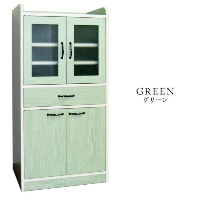 日本製 完成品 食器棚 おしゃれ 北欧 幅60cm 高さ120cm ロータイプ ガラス扉 ミニ食器棚 キッチン スリム 台所 収納 (代引不可)【送料無料】_2