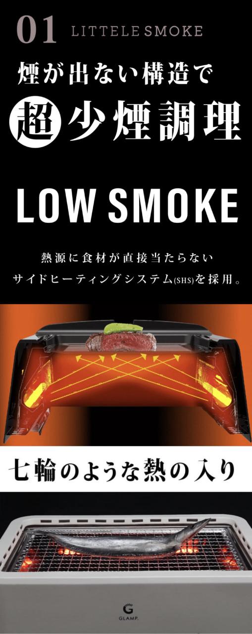 GLAMP 超少煙グリル 減煙 煙が出ない 焼肉 ホットプレート バーベキュー コンロ グランプ 遠赤外線 スモークレス 煙が少ない 電気 焼き鳥 おしゃれ コンパクト SG01【送料無料】_4