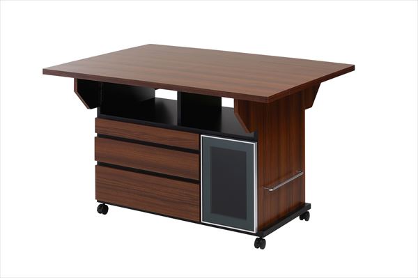 【梱包発送料金込み】ダークブラウン木製二段式カウンターテーブル 梱包発送料金込み】ダークブラウン木製二段式カウンターテーブル