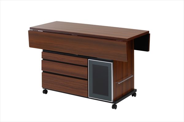 日本製 完成品 バタフライ カウンター テーブル チェリーブラウン 茶 天然木 おしゃれ 幅119.5 119.5幅 収納 バタフライワゴン 北欧(代引不可)【送料無料】_1