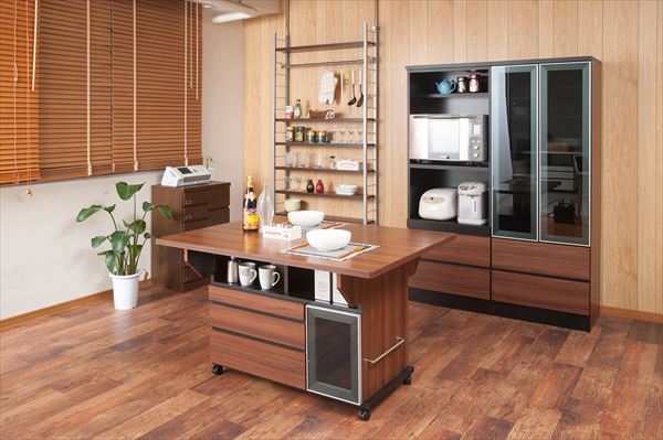 【梱包発送料金込み】ダークブラウン木製二段式カウンターテーブル 梱包発送料金込み】ダークブラウン木製二段式カウンターテーブル