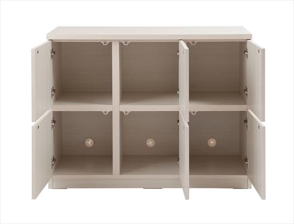 日本製 完成品 スクエア キャビネット 幅104.5 高さ80 おしゃれ スリム 大容量 収納 国産 木目調 白 木製 アンティーク 2段 二列(代引不可)【送料無料】