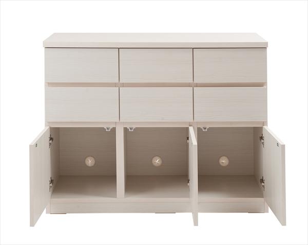 日本製 完成品 スクエア キャビネット リビングボード 幅104.5 高さ80 おしゃれ スリム 大容量 収納 国産 木目調 白 木製 アンティーク 3段(代引不可)【送料無料】