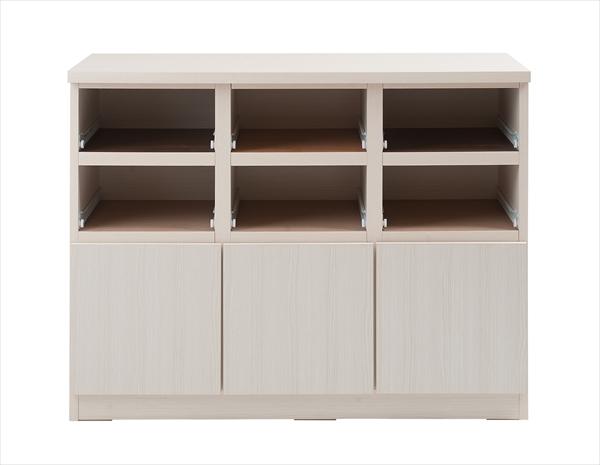 日本製 完成品 スクエア キャビネット リビングボード 幅104.5 高さ80 おしゃれ スリム 大容量 収納 国産 木目調 白 木製 アンティーク 3段(代引不可)【送料無料】
