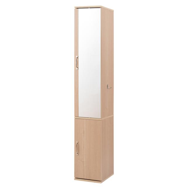 ミラー付き スリム ランドリーラック 幅27 ナチュラル アンティーク 収納 チェスト たんす 姿見 おしゃれ すきま収納 鏡付き 北欧 大容量(代引不可)【送料無料】