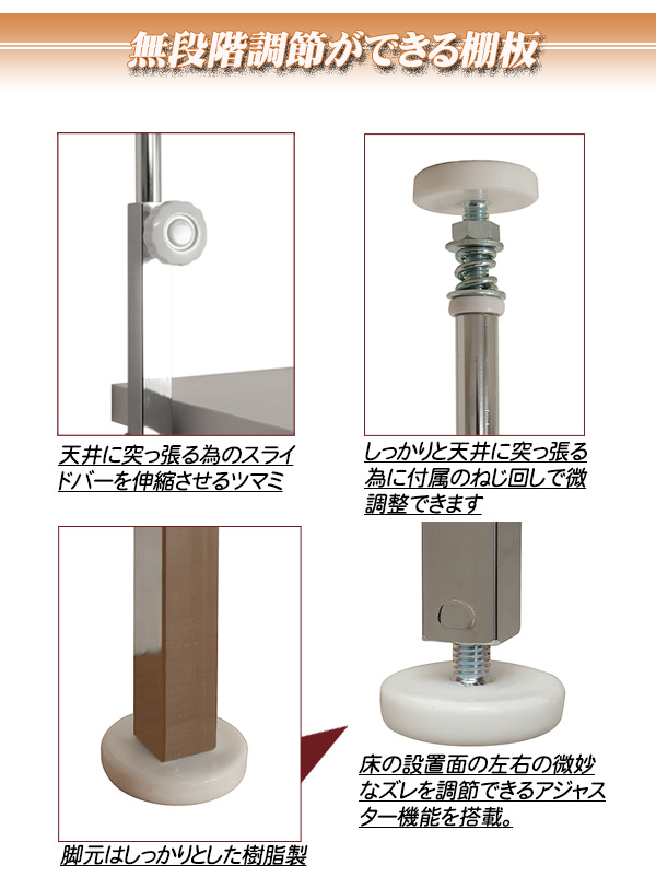 日本製 カウンター上 収納 スリム スパイス ラック 三段 3段 ホワイト 白 つっぱり つっぱり棚 ランドリーラック 国産 おしゃれ オープンラック(代引不可)【送料無料】_4