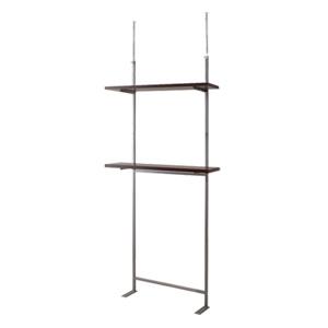 日本製 つっぱり ラック ダークブラウン 幅89.5 二段 2段 高さ調節 収納 国産 オープンラック シェルフ 棚 収納棚 おしゃれ つっぱり棚 北欧(代引不可)【送料無料】