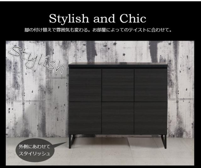 日本製 完成品 キャビネット 3×2 ブラック 幅106 スクエア 国産 扉タイプ おしゃれ 黒 男前 木目調 木製 モノトーン(代引不可)【送料無料】_5