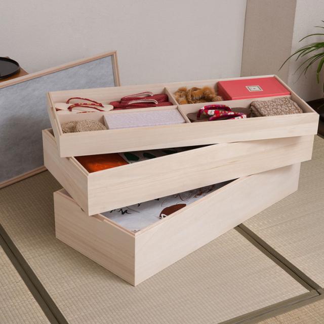 日本製 国産 完成品 キャスター付きスタッキング桐 3段 収納 桐収納 桐 押入れ収納 収納ボックス シンプル 和風 収納箱(代引不可)【送料 の通販は