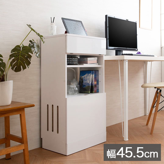 木目調 ルーター 収納 ボックス ホワイト 白 幅45.5 コンパクト スリム おしゃれ シンプル アンティーク WiFi収納 ファックス台(代引不可)【送料無料】の通販は 8,192円