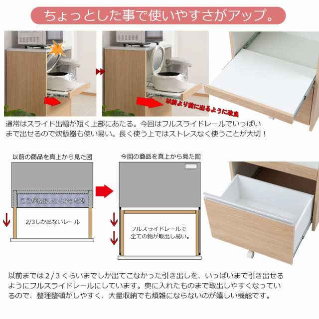 日本製 完成品 幅60 キッチンカウンター レンジ台 ホワイトウォッシュ