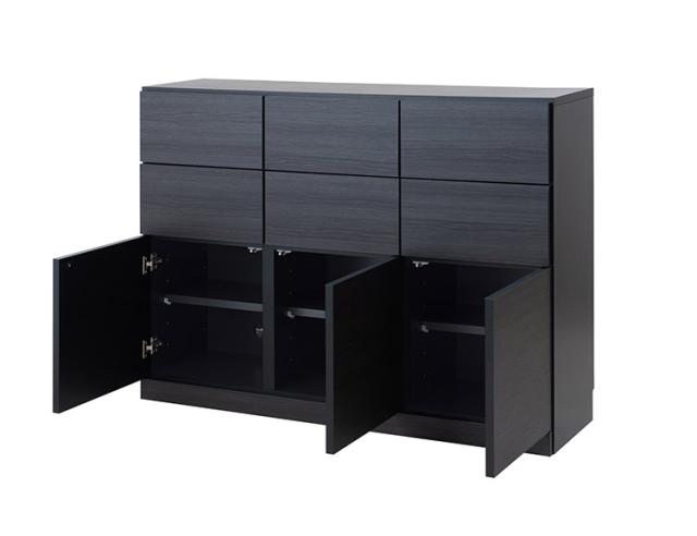 BK-club A4が入る薄型カウンター下収納 幅120cm 奥行34cm 高さ86.5cm キャビネット 完成品 日本製 スタイリッシュブラック 引出しタイプ 薄型 カウンター下収納 キッチン キッチン収納(代引不可)【送料無料】_9