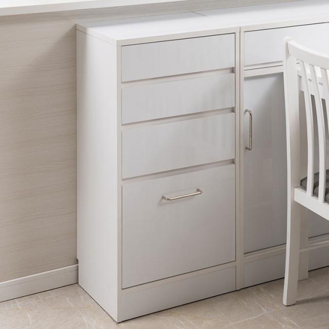 SIRO 引戸式カウンター下収納チェスト 幅45 4段 キッチン キッチン収納 ダイニング カトラリー カトラリー収納 ラック サイドボード 窓下 引出し 引き出し タンス 隙間 ストッパー付き レール付(代引不可)【送料無料】