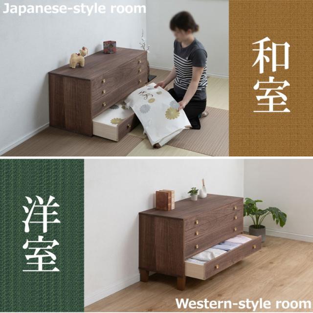 桐結 MUSUBI 総桐チェスト 4段 幅100 奥行44 高さ57 ブラウン 日本製 完成品 うづくり仕上げ 浮造り仕上げ 真鍮 取っ手 モダン 天然木 チェス 洋服タンス 桐タンス 桐たんす 引き出し(代引不可)【送料無料】_7