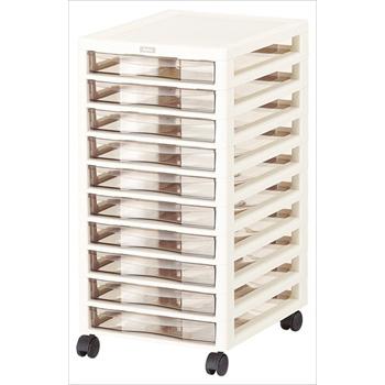 アプロス B4浅型10段 アイボリー 書類整理 書類保管 B4サイズ クリアー引出収納ケース インデックスシール付き キャスター付き 移動楽々(代引き不可)【送料無料】の通販は 5,980円