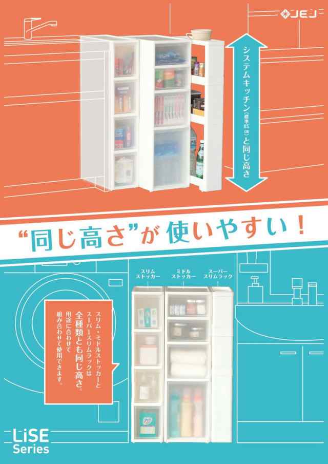 リセ スーパースリムラック 幅12 4段 ノーマル 隙間収納 すきま収納 ...