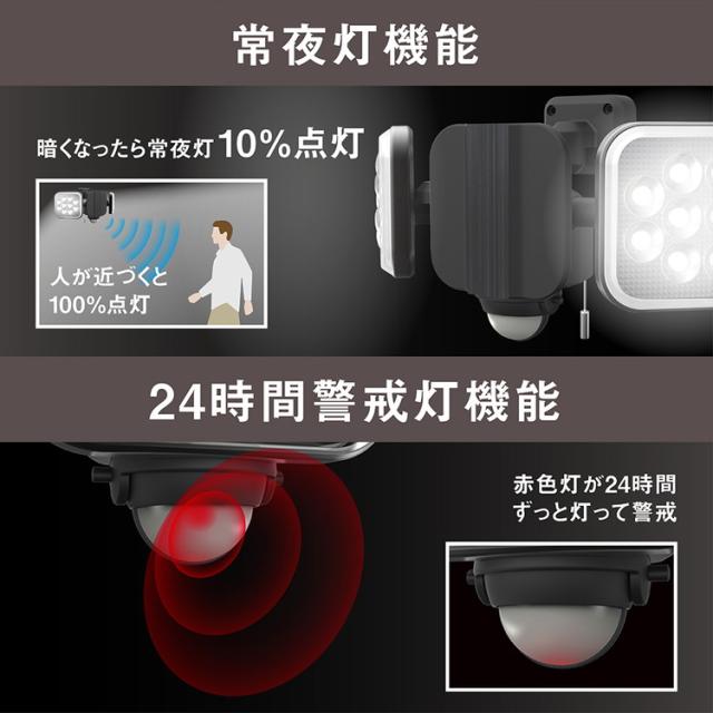 ムサシ 人感センサーライト 屋外 防犯ライト 14W×2灯 フリーアーム式LEDセンサーライト LED-AC2028 自動点灯 人感センサー 強盗対策 防犯灯 防犯グッズ RITEX(代引不可)