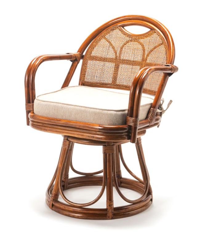 椅子 ラタン チェア 肘掛け付き 背もたれ付き ラタン回転椅子ハイ 高座