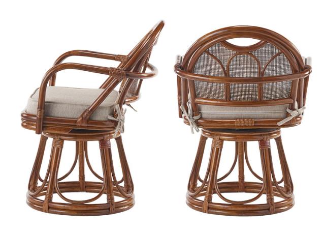 椅子 ラタン チェア 肘掛け付き 背もたれ付き ラタン回転椅子ハイ 高座