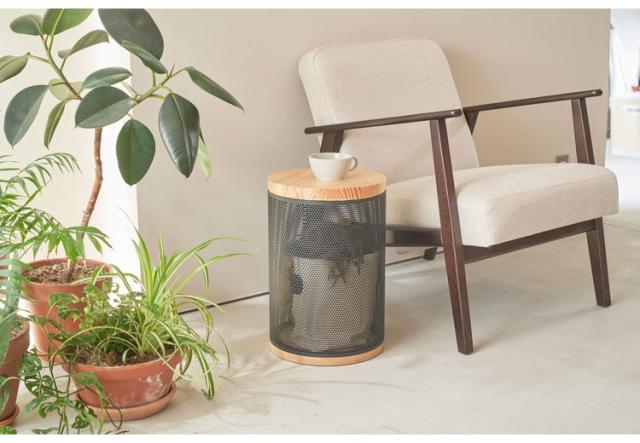 収納スツール 耐荷重100kg スチール×天然木 幅30cm 見えるメッシュ式 サイドテーブル 収納付き スツール 椅子 イス チェア 北欧 モダン おしゃれ(代引不可)【送料無料】_3