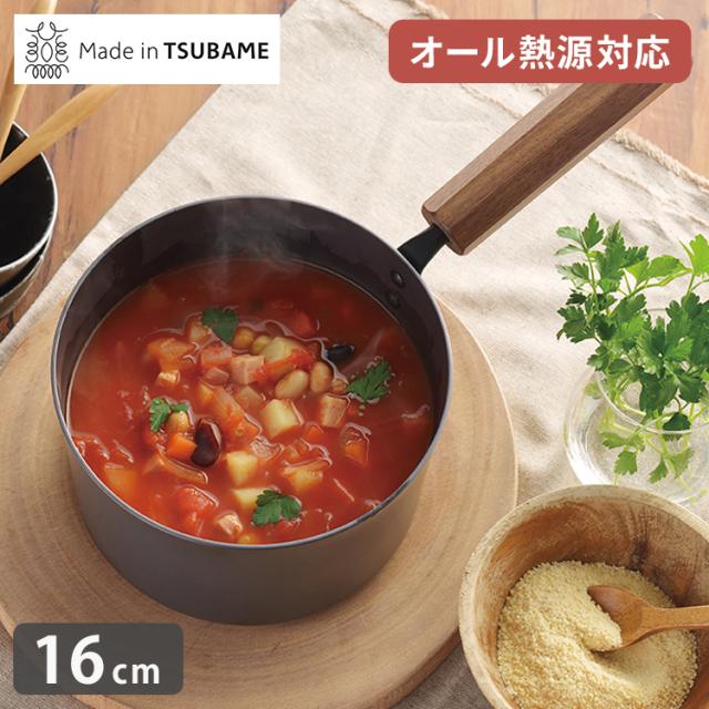 片手鍋 16cm Made in TSUBAME 燕の職人 鉄鍋 田辺金具 窒化加工 燕三条 日本製 16cm IH対応 高耐久 高温調理 八角ハンドル 調理器具 キッチン用品 揚げ鍋 錆びにくい 長持ち 料理好き(代引不可)【送料無料】