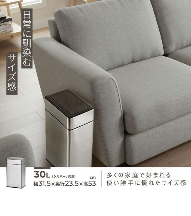 除菌脱臭機能付き センサー式ステンレスダストボックス 30L 30リットル SUS430 ステンレス製 シルバー ゴミ箱 ごみ箱 スタイリッシュ ダストボックス 臭わない 自動開閉 センサー式 おしゃれ(代引不可)【送料無料】_1