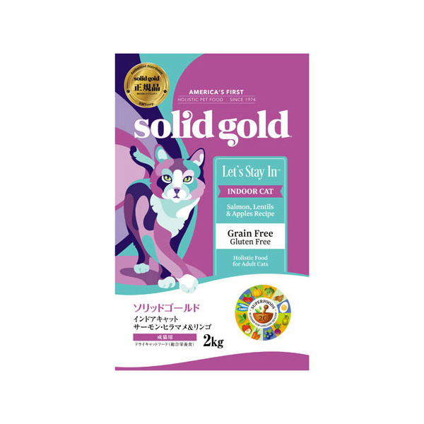ソリッドゴールド 正規品 猫用ドライフード インドアキャット サーモン 2kg【送料無料】の通販は 5,390円