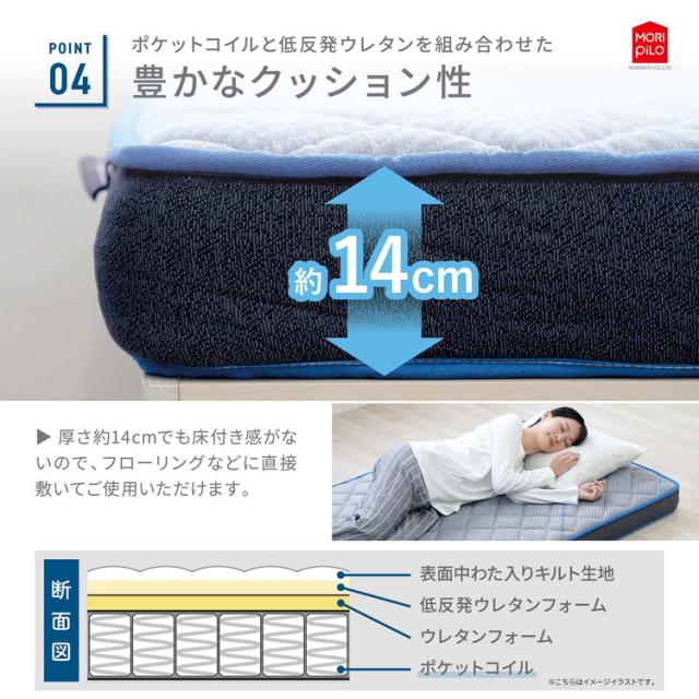 Carpediem カルペディエム 収納しやすい 三つ折り コイルスプリングマットレス S ウレタン ウレタンフォーム コイルマットレス スプリング シングル(代引不可)【送料無料】_7