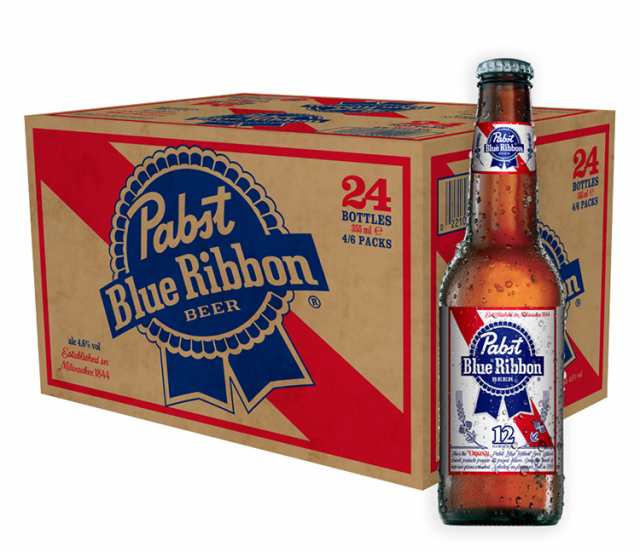 Pabst Blue Ribbo パブストブルーリボン 瓶 1ケース(355ml×24本