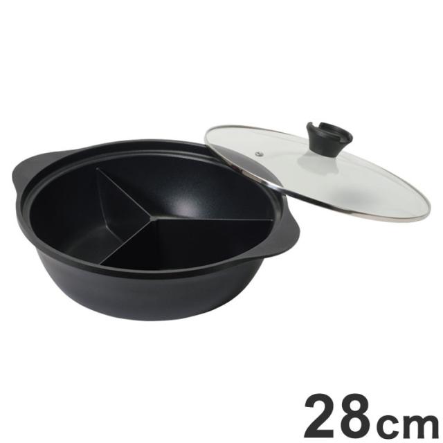 パール金属 韓味家 ふっ素加工IH対応ガラス蓋付IH対応三食鍋28cm HC-87【送料無料】の通販は 6,960円