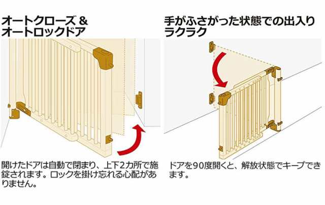 足もとに段差がない リッチェル ベビーゲート 階段の上でも使える木の